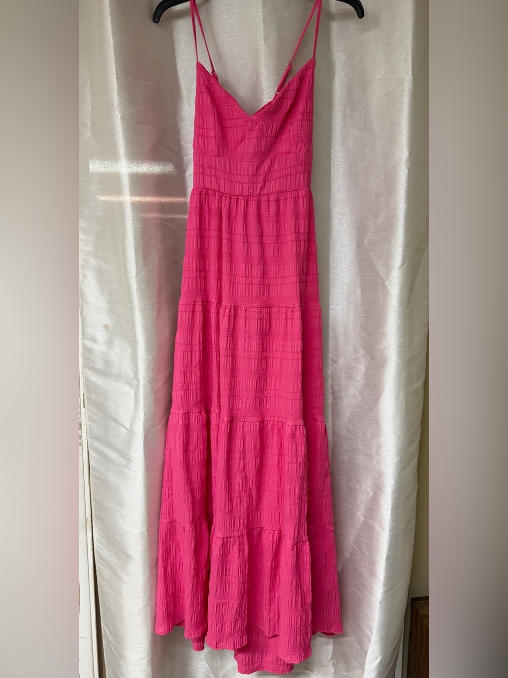 SHEIN Bright Pink Tiered Maxi Dress